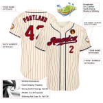 Red-Navy Cream Custom Baseball Jersey Authentic Pinstripe Red Red-Navy Cream Custom Baseball Jersey Authentic Pinstripe Red
