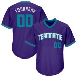 Throwback Jersey Shirt Custom Purple Baseball Teal-White Authentic Rib-Knit Throwback Jersey Shirt Custom Purple Baseball Teal-White Authentic Rib-Knit