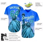 Liberty Kelly Green-White 3D Pattern Royal Of Custom Authentic Jersey Design Baseball Statue Liberty Kelly Green-White 3D Pattern Royal Of Custom Authentic Jersey Design Baseball Statue