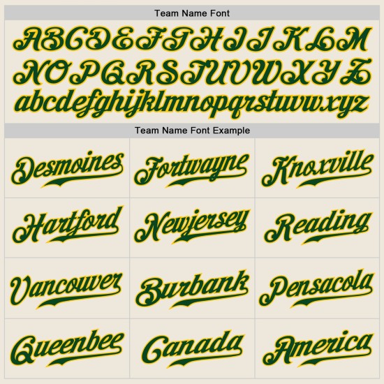 Cream Authentic Baseball Jersey Custom Green-Gold Cream Authentic Baseball Jersey Custom Green-Gold