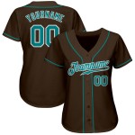 Jersey Brown Authentic Custom Baseball Teal-White Jersey Brown Authentic Custom Baseball Teal-White