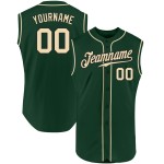 Jersey Green Custom Authentic Baseball Sleeveless Cream-Black Jersey Green Custom Authentic Baseball Sleeveless Cream-Black