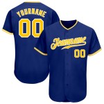 Baseball Royal Jersey Custom Gold-White Authentic Baseball Royal Jersey Custom Gold-White Authentic