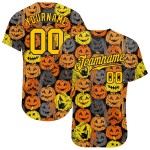 Authentic 3D Halloween Baseball Custom Pattern Pumpkins Jersey Authentic 3D Halloween Baseball Custom Pattern Pumpkins Jersey