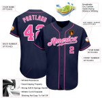 Pink-White Custom Authentic Jersey Navy Baseball Pink-White Custom Authentic Jersey Navy Baseball