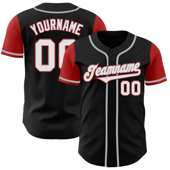 Tone White-Red Baseball Authentic Two Jersey Custom Black Tone White-Red Baseball Authentic Two Jersey Custom Black