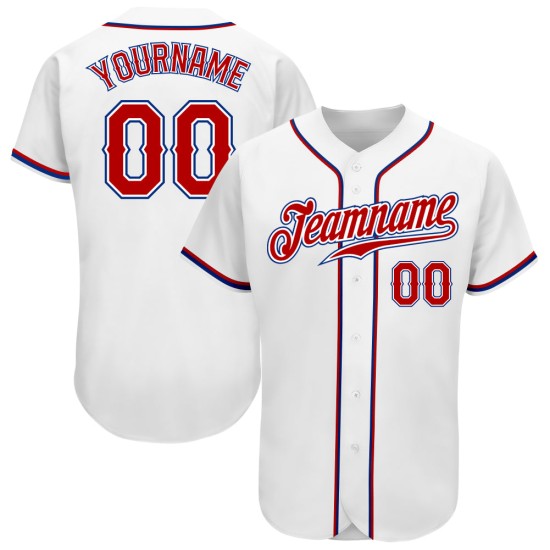 Custom White Baseball Authentic Jersey Red-Royal Custom White Baseball Authentic Jersey Red-Royal