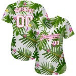 Tropical Baseball Palm Leaves White-Pink White Design Custom Authentic 3D Pattern Jersey Tropical Baseball Palm Leaves White-Pink White Design Custom Authentic 3D Pattern Jersey
