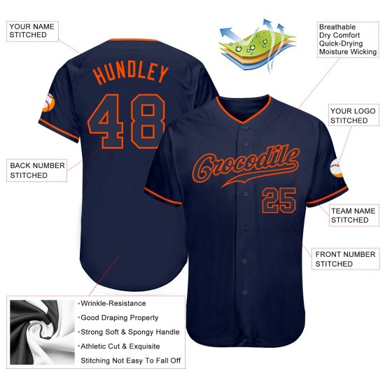 Navy-Orange Navy Baseball Authentic Custom Jersey Navy-Orange Navy Baseball Authentic Custom Jersey