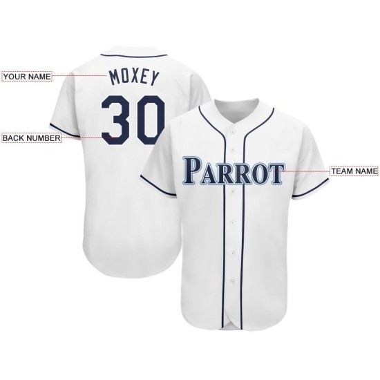 Navy-Powder Custom Jersey Blue Baseball White Navy-Powder Custom Jersey Blue Baseball White
