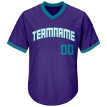 Throwback Jersey Shirt Custom Purple Baseball Teal-White Authentic Rib-Knit Throwback Jersey Shirt Custom Purple Baseball Teal-White Authentic Rib-Knit
