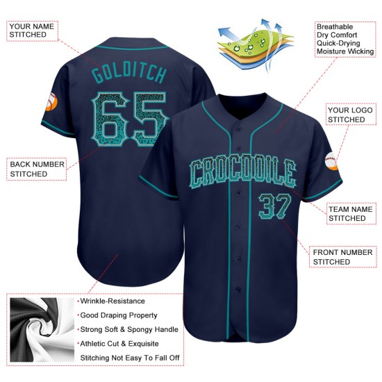 Baseball Custom Authentic Teal-Gray Drift Fashion Navy Jersey Baseball Custom Authentic Teal-Gray Drift Fashion Navy Jersey