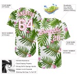 Tropical Baseball Palm Leaves White-Pink White Design Custom Authentic 3D Pattern Jersey Tropical Baseball Palm Leaves White-Pink White Design Custom Authentic 3D Pattern Jersey